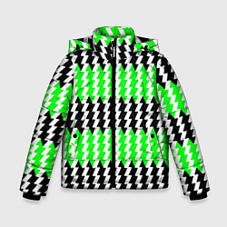 Куртка зимняя для мальчика Вертикальные чёрно-зелёные полосы, цвет: 3D-красный