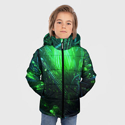 Куртка зимняя для мальчика Зеленая кислотная яркая неоновая абстракция, цвет: 3D-черный — фото 2
