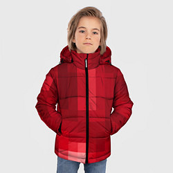 Куртка зимняя для мальчика Red cubes abstraction, цвет: 3D-светло-серый — фото 2