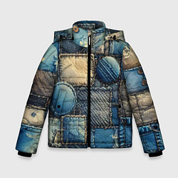 Куртка зимняя для мальчика Denim patchwork - ai art, цвет: 3D-черный