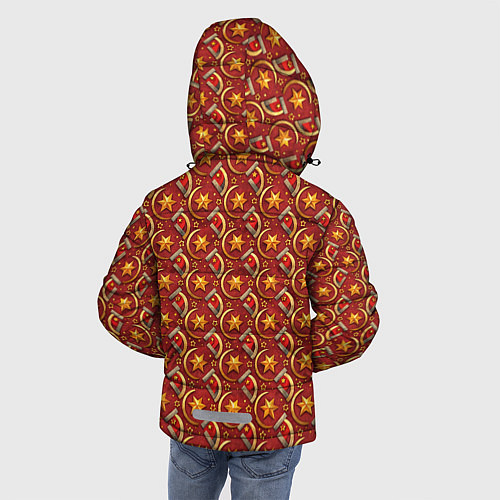Зимняя куртка для мальчика Паттерн СССР звезды / 3D-Светло-серый – фото 4