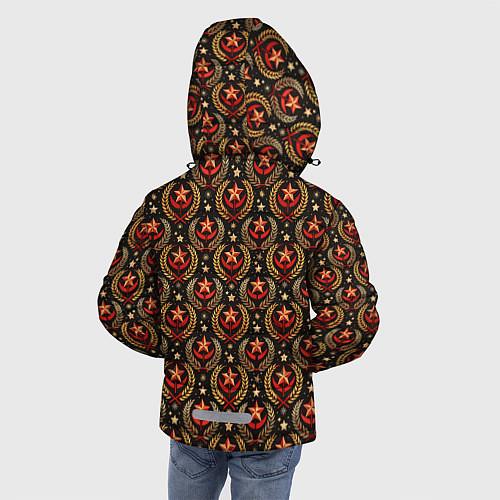 Зимняя куртка для мальчика Паттерн СССР черный фон / 3D-Светло-серый – фото 4