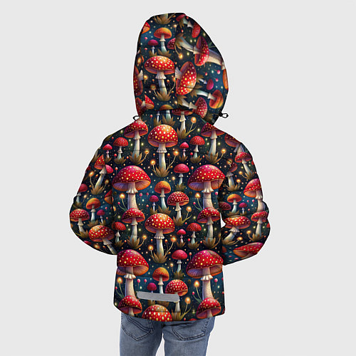 Зимняя куртка для мальчика Грибы дикие лесные мухоморы / 3D-Светло-серый – фото 4
