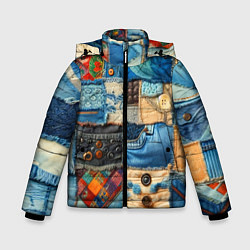 Куртка зимняя для мальчика Vanguard denim patchwork - ai art, цвет: 3D-красный