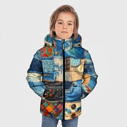 Куртка зимняя для мальчика Vanguard denim patchwork - ai art, цвет: 3D-черный — фото 2