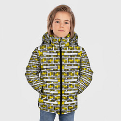 Куртка зимняя для мальчика Жёлтые и белые кирпичики на белом фоне, цвет: 3D-светло-серый — фото 2