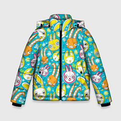 Куртка зимняя для мальчика Разноцветные зайцы, цвет: 3D-черный