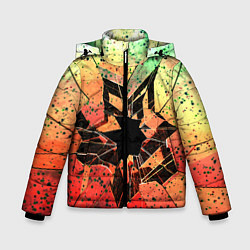 Куртка зимняя для мальчика Кислотное разбитое стекло, цвет: 3D-красный