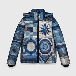 Куртка зимняя для мальчика Denim patchwork - ai art, цвет: 3D-светло-серый