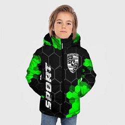 Куртка зимняя для мальчика Porsche green sport hexagon, цвет: 3D-черный — фото 2