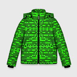Куртка зимняя для мальчика Чёрные полосы на зелёном фоне, цвет: 3D-черный