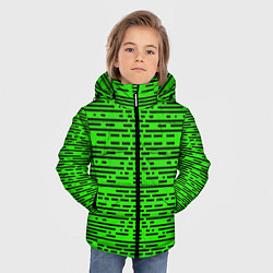 Куртка зимняя для мальчика Чёрные полосы на зелёном фоне, цвет: 3D-черный — фото 2