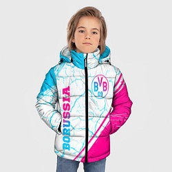 Куртка зимняя для мальчика Borussia neon gradient style вертикально, цвет: 3D-черный — фото 2