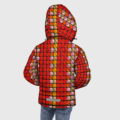 Зимняя куртка для мальчика Красные плитки / 3D-Светло-серый – фото 4