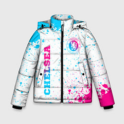 Куртка зимняя для мальчика Chelsea neon gradient style вертикально, цвет: 3D-черный