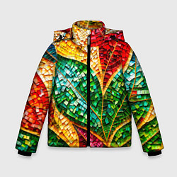 Куртка зимняя для мальчика Яркая мозаика с разноцветным абстрактным узором и, цвет: 3D-красный