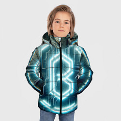 Куртка зимняя для мальчика Неоновая вывеска - свечение, цвет: 3D-светло-серый — фото 2