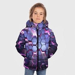 Куртка зимняя для мальчика Плиты с сиреневым неоновым свечением, цвет: 3D-черный — фото 2