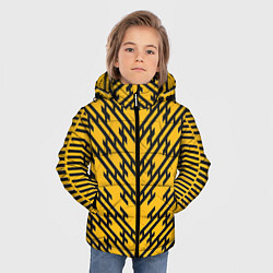 Куртка зимняя для мальчика Чёрные полосы на жёлтом фоне, цвет: 3D-черный — фото 2