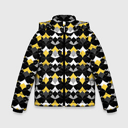 Куртка зимняя для мальчика Желто черный с белым геометрический узор, цвет: 3D-черный