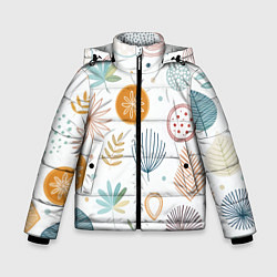 Куртка зимняя для мальчика Листья и узоры, цвет: 3D-черный