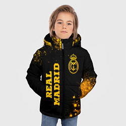 Куртка зимняя для мальчика Real Madrid - gold gradient вертикально, цвет: 3D-черный — фото 2