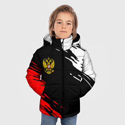 Куртка зимняя для мальчика Герб РФ краски текстура абстрактные, цвет: 3D-черный — фото 2