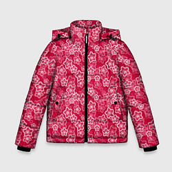 Зимняя куртка для мальчика Красно-белый цветочный узор ретро