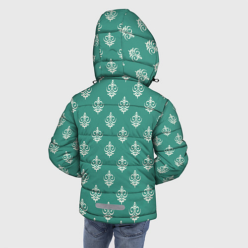 Зимняя куртка для мальчика Винтажный орнамент на бирюзовом / 3D-Светло-серый – фото 4