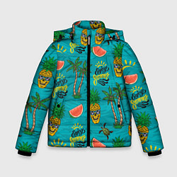 Куртка зимняя для мальчика Enjoy summer pattern - pineapple, цвет: 3D-черный