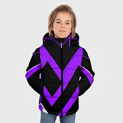 Куртка зимняя для мальчика Фиолетово-белые полосы на чёрном фоне, цвет: 3D-светло-серый — фото 2
