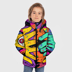 Куртка зимняя для мальчика Психоделические руки, цвет: 3D-черный — фото 2