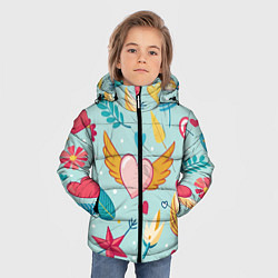 Куртка зимняя для мальчика Сердечко с крылышками, цвет: 3D-красный — фото 2