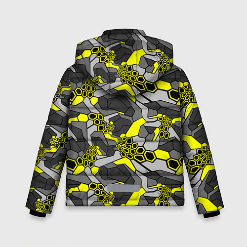 Зимняя куртка для мальчика Шестиугольная текстура желтого камуфляжа / 3D-Светло-серый – фото 2