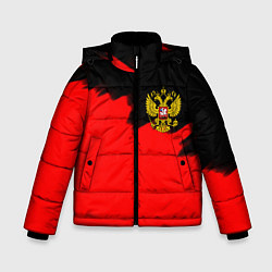 Куртка зимняя для мальчика Россия красные краски, цвет: 3D-черный
