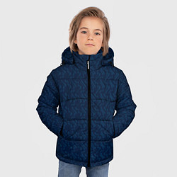 Куртка зимняя для мальчика Тёмный синий текстурированный однотонный, цвет: 3D-светло-серый — фото 2