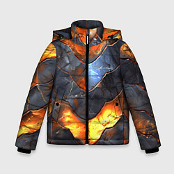 Куртка зимняя для мальчика Горящая чешуя, цвет: 3D-черный