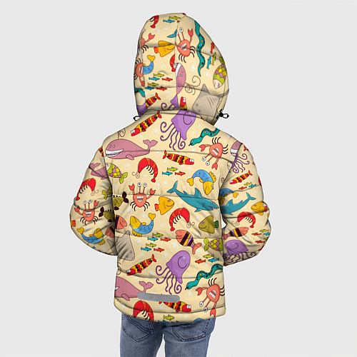 Зимняя куртка для мальчика Морские обитатели узор / 3D-Светло-серый – фото 4