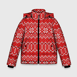 Куртка зимняя для мальчика Цветной вязаный орнамент, цвет: 3D-светло-серый