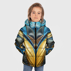 Куртка зимняя для мальчика Объемная футуристичная объемная текстура из кожи, цвет: 3D-черный — фото 2