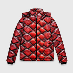 Куртка зимняя для мальчика Змеиная объемная текстурная красная кожа, цвет: 3D-черный