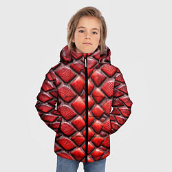 Куртка зимняя для мальчика Змеиная объемная текстурная красная кожа, цвет: 3D-черный — фото 2