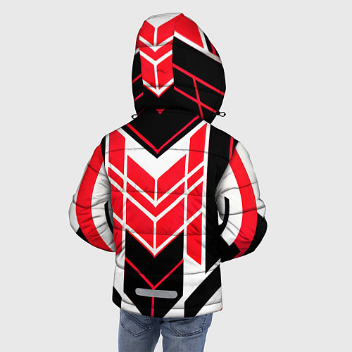 Зимняя куртка для мальчика Red and white lines on a black background / 3D-Светло-серый – фото 4