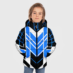 Куртка зимняя для мальчика Blue and black stripes on a white background, цвет: 3D-светло-серый — фото 2