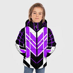 Куртка зимняя для мальчика Purple and black stripes on a white background, цвет: 3D-черный — фото 2