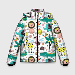 Куртка зимняя для мальчика Животные джунглей, цвет: 3D-светло-серый