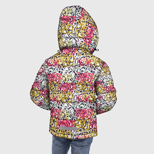 Зимняя куртка для мальчика Граффити с узорами / 3D-Светло-серый – фото 4