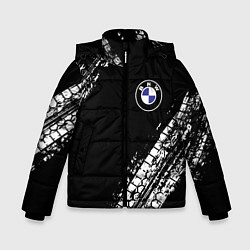 Куртка зимняя для мальчика BMW : автомобильные текстуры шин, цвет: 3D-черный