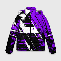 Куртка зимняя для мальчика Diagonal black and white stripes on a purple backg, цвет: 3D-светло-серый