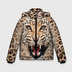 Куртка зимняя для мальчика Взгляд леопарда, цвет: 3D-черный